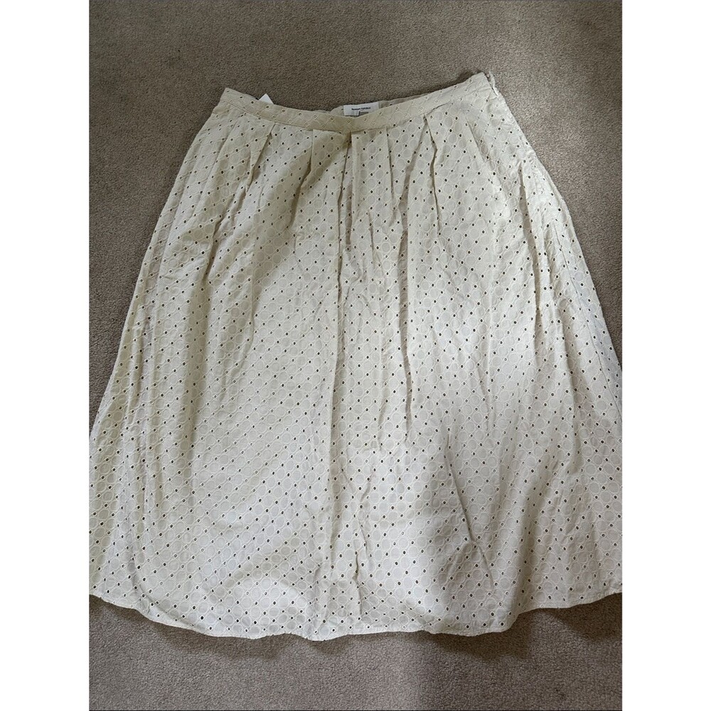 Banana Republic Eyelet Poofy Midi Skirt in Cream Women’s Size 16 NWT